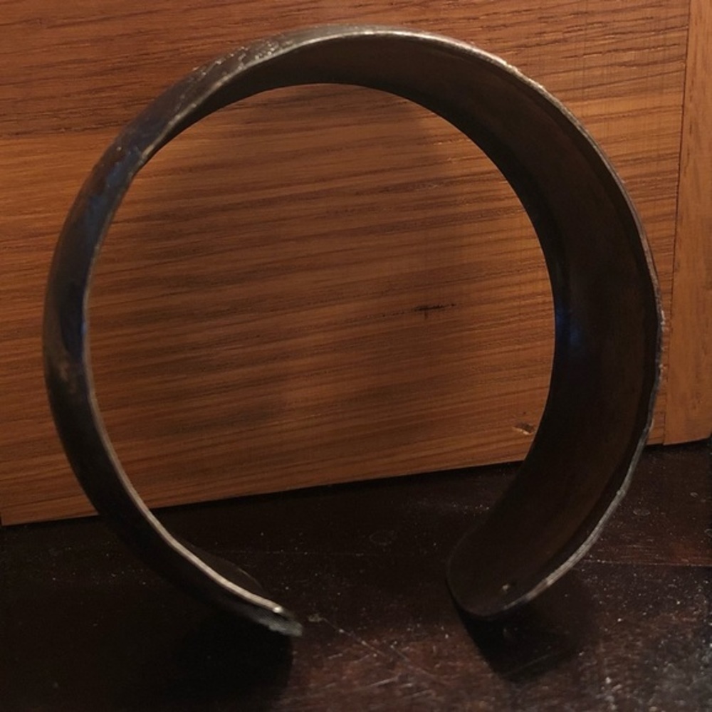 Vintage Etched Rose Floral Wide Metal Cuff Bracelet - Picture 12 of 14